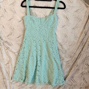 Garage Mint Lace Fit & Flare Mini Dress